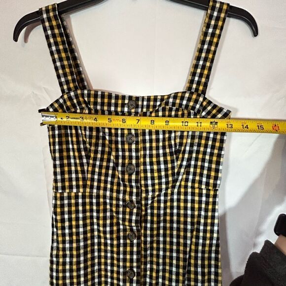 Hollister Oxford Button down plaid mini short dress sleeveless spaghetti straps - Picture 8 of 8